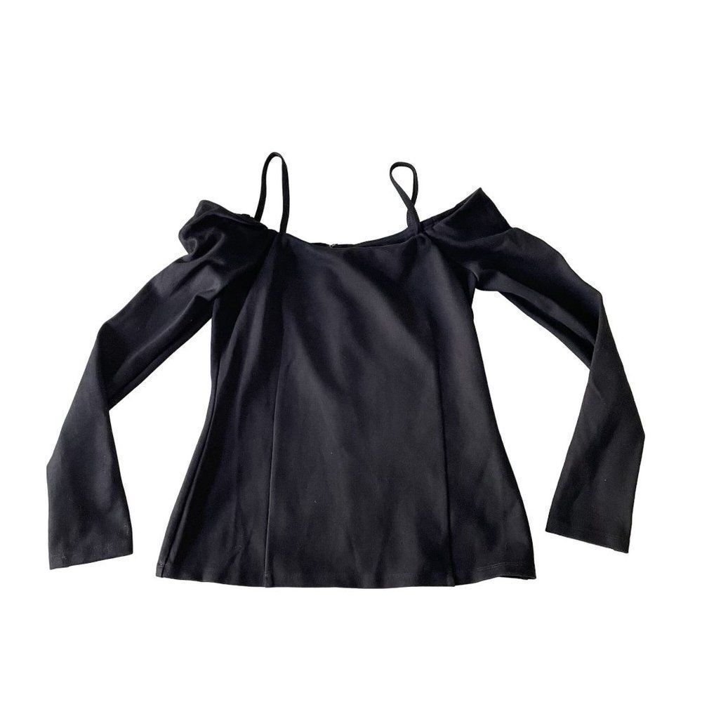 L'agence Revolve Black Top Strappy Shoulder Long Sleeve Womens Xs
